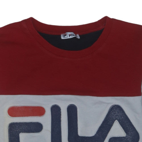Fila Womens Red White Blue Colourblock Pullover Sweatshirt M