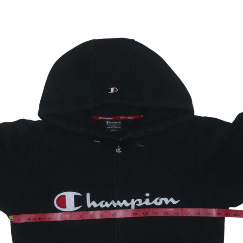 Champion Men's Black Full Zip Hoodie Small Embroidered Logo