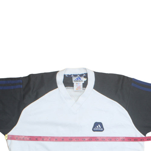 Adidas Boys XS White Retro V-Neck Sports T-Shirt