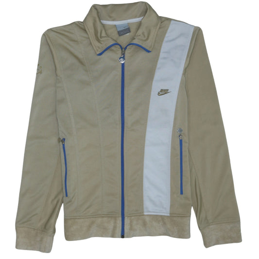 Nike Women's Beige Track Jacket L Full Zip Colourblock Sportswear