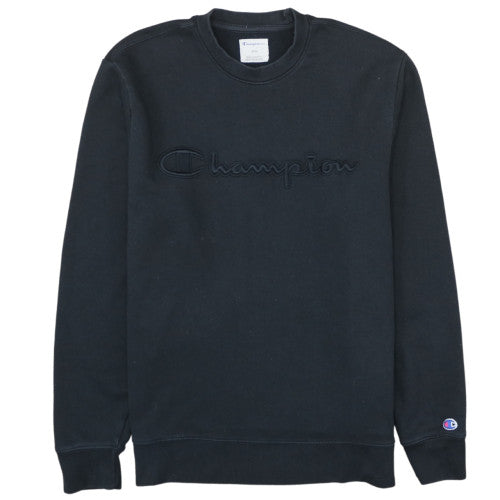 Champion Mens Black M Pullover Sweatshirt Embroidered Logo Crew Neck