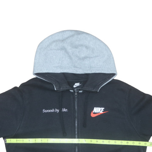 Nike Men's Black Full Zip Sports Hoodie Size L Graphic Fleece