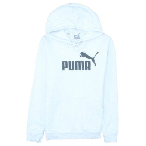 Puma Women White Pullover Hoodie Medium Logo Hooded Sweatshirt