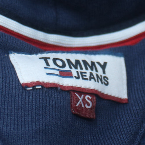 Tommy Jeans Women's Blue XS Pullover Hoodie Cotton Blend Logo Sweatshirt
