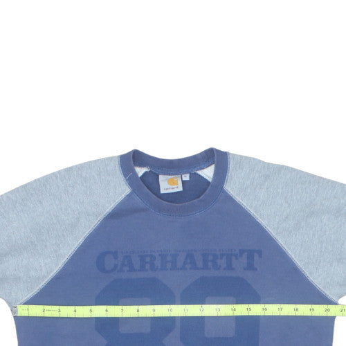 Carhartt Men’s Blue Crew Neck Pullover Logo Sweatshirt M