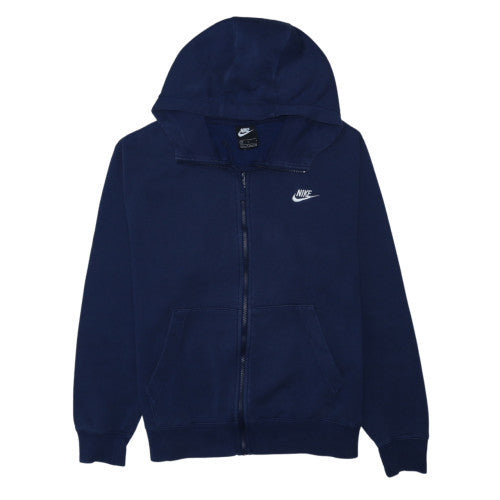 Nike Men's Blue Full Zip Hoodie Size L Fleece Cotton Blend