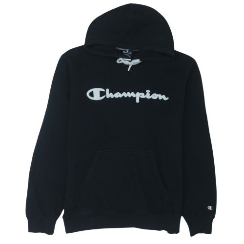 Champion Womens Black Large Pullover Hoodie with Logo Detail