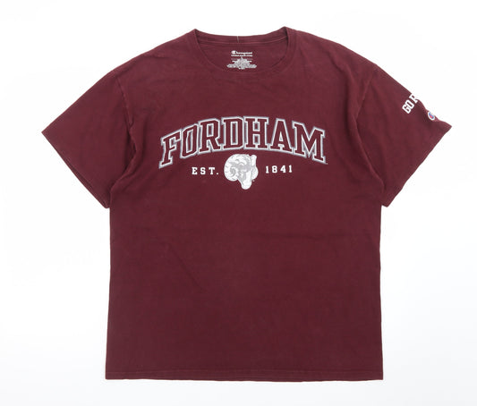 Champion Men's Burgundy Fordham Graphic Cotton T-Shirt Size L