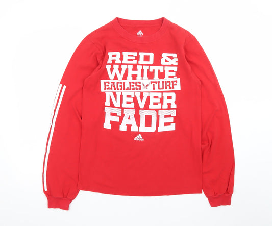 Adidas Men’s Red Long Sleeve Graphic Sports T-Shirt Size S