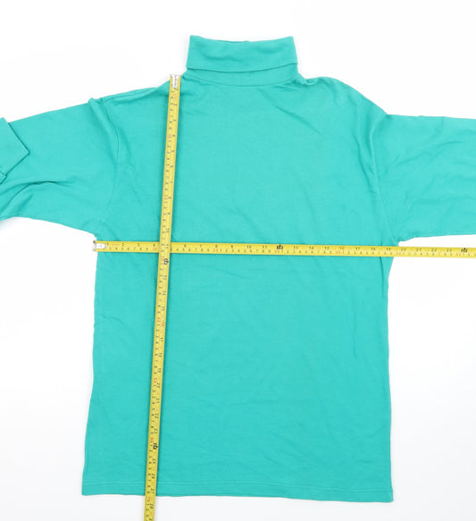 Hanes Women's Green Roll Neck Long Sleeve Cotton Jersey Top M