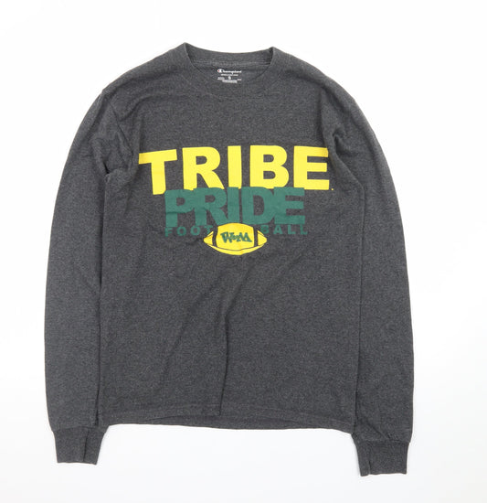 Champion Men’s Grey Long Sleeve Crew Neck Football Graphic T-Shirt Size S
