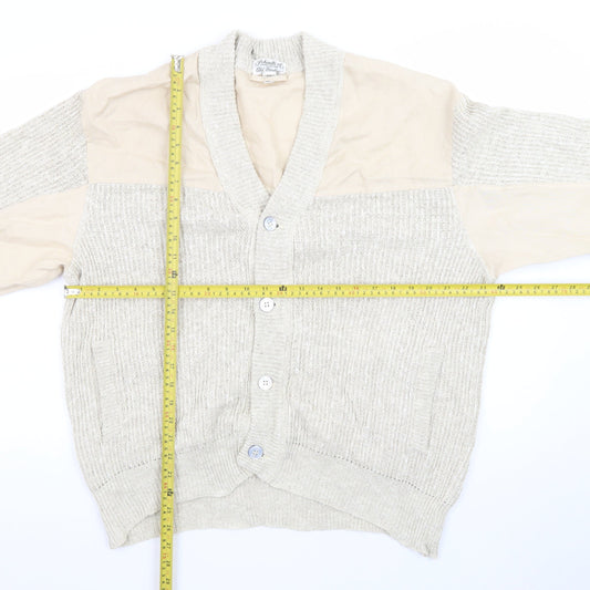 Schiatti & C Old England Napoli Men's Beige XL Linen Cotton Knit Cardigan