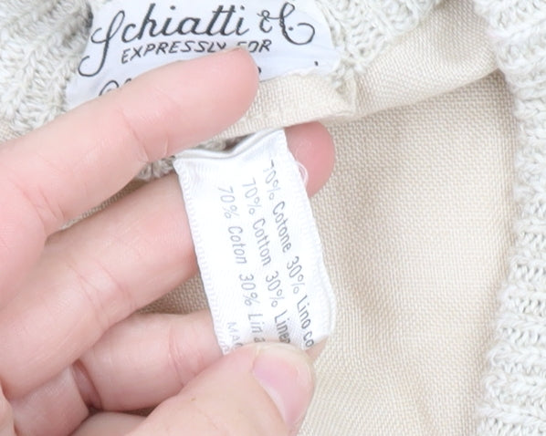 Schiatti & C Old England Napoli Men's Beige XL Linen Cotton Knit Cardigan
