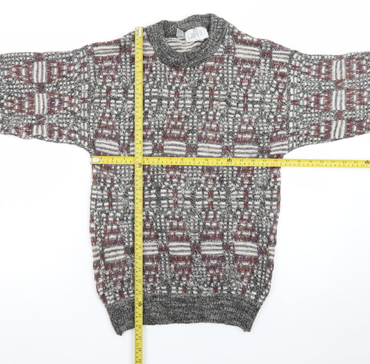 Cambio Italia Men's Grey Geometric Wool Acrylic Knit Jumper M