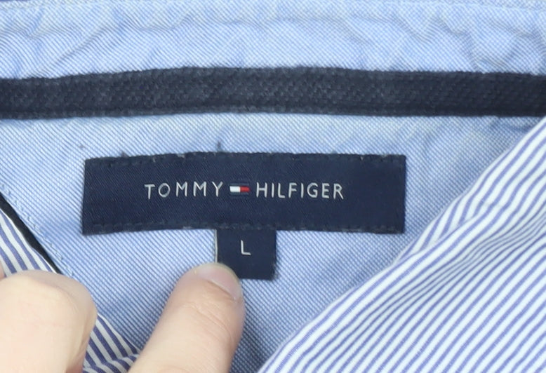 Tommy Hilfiger Men's Blue L Polo Shirt Embroidered Logo Preppy Style