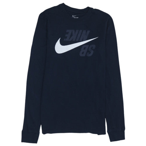 Nike Men's Navy Long Sleeve Crew Neck Graphic T-Shirt Size S