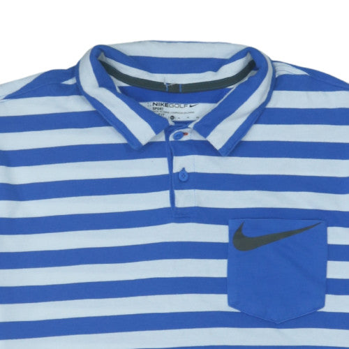 Nike Golf Dri-FIT Men's Blue Striped Collared Polo Shirt XL
