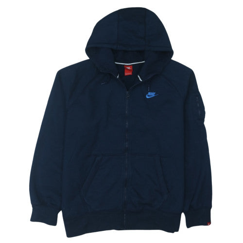 Nike Men's Blue Full Zip Hoodie 2XL Fleece Lined Sweatshirt