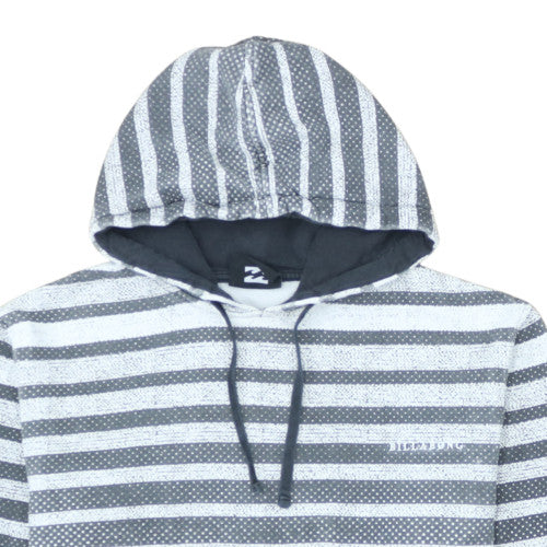 Billabong Men’s Grey Striped Pullover Hoodie Size L Fleece