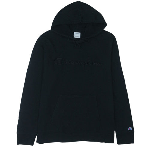 Champion Mens Black XL Pullover Hoodie Embroidered Logo Fleece
