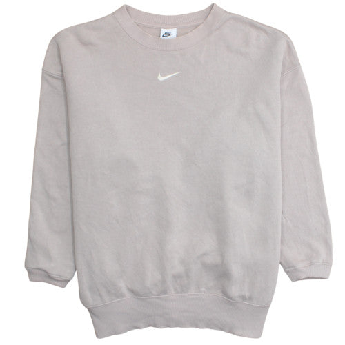 Nike Womens Beige Crew Neck Pullover Sweatshirt Size M