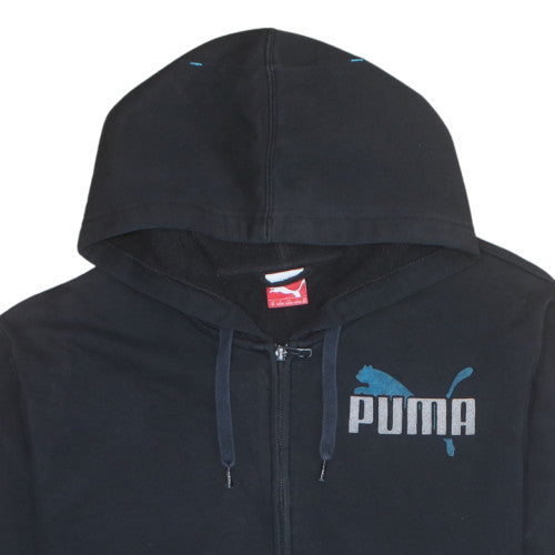Puma Men's Black XL Full Zip Hoodie with Logo Design