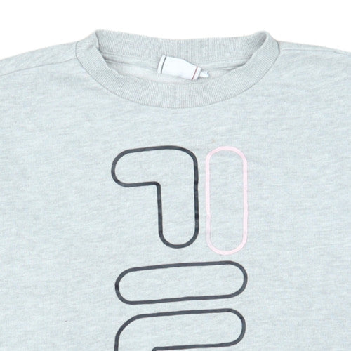 FILA Women Grey Logo Crew Neck Pullover Sweatshirt Size S