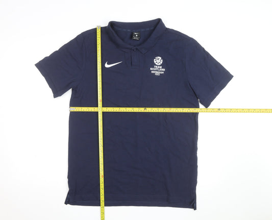 Nike Team Scotland Blue Men's Polo Shirt Size L Cotton Blend