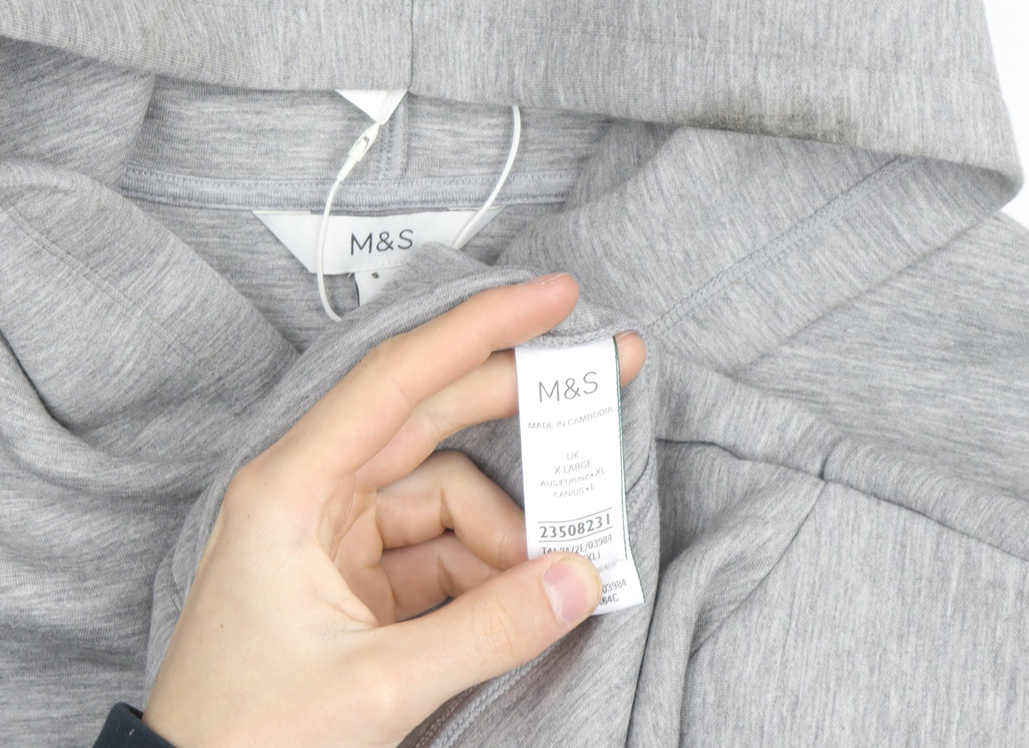 Marks and Spencer Mens Grey XL Pullover Hoodie Cotton Blend