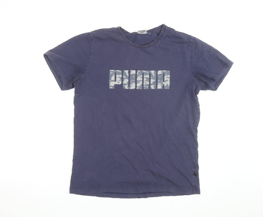 Puma Men's Blue Graphic Print Crew Neck Cotton T-Shirt M