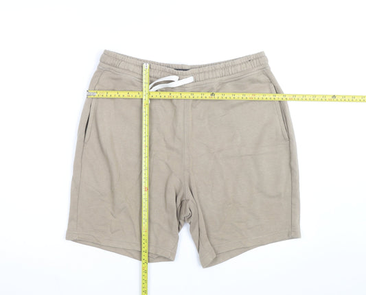 US ATH Men’s Beige Sweat Shorts Size L Jersey Cotton Blend