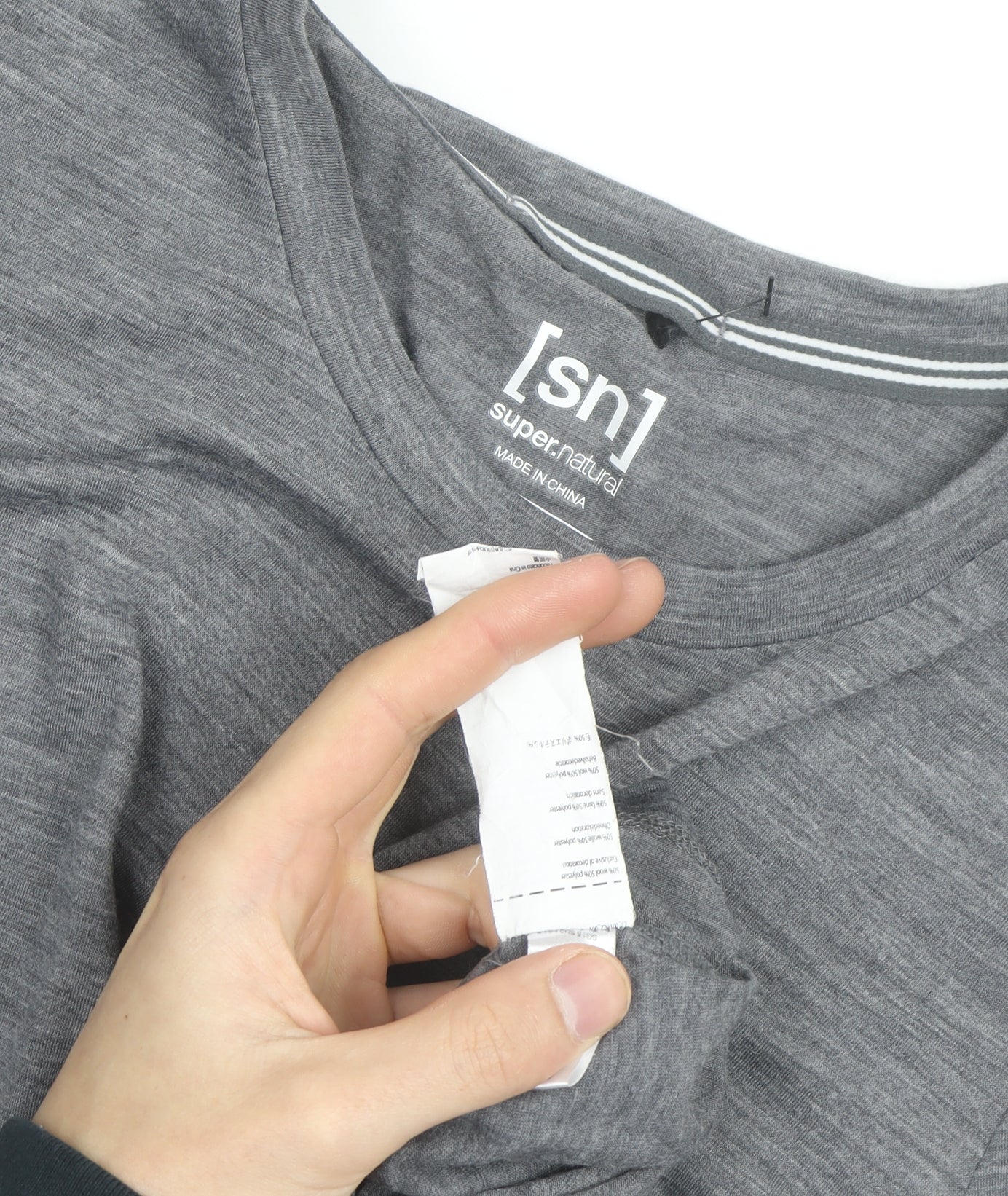 Super.Natural Women's Grey Merino Wool Blend Short Sleeve T-Shirt M