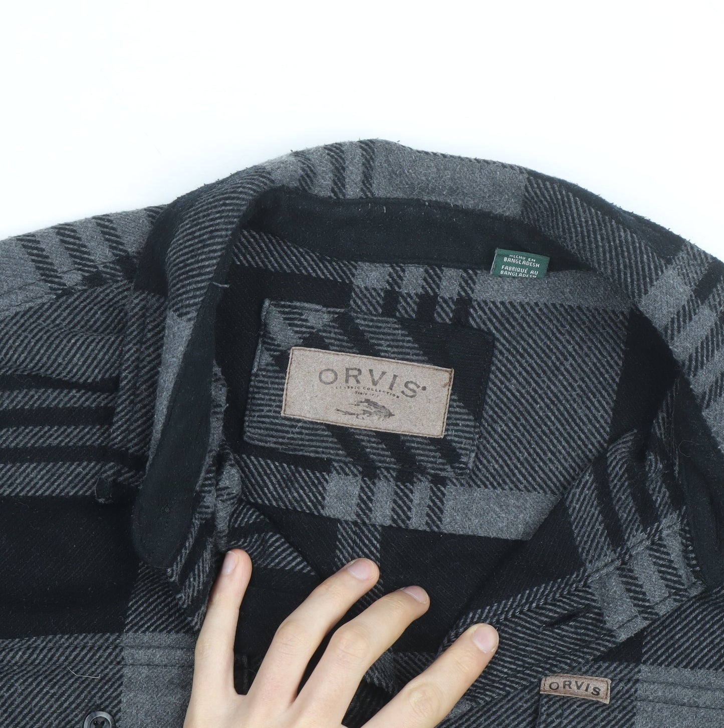 Orvis Men's Grey Check Flannel Shirt Jacket Size L
