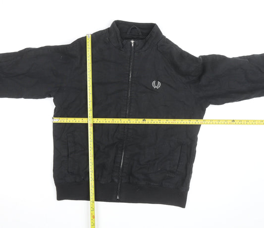 Fred Perry Women's Black Linen Bomber Jacket Size 14