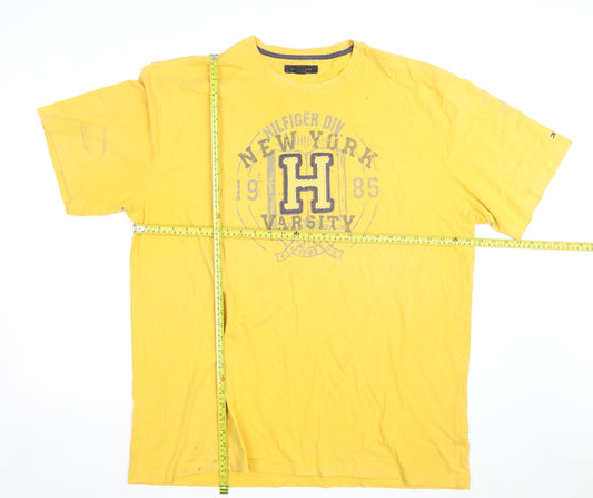 Tommy Hilfiger Men’s Yellow 2XL Varsity Graphic Cotton T-Shirt