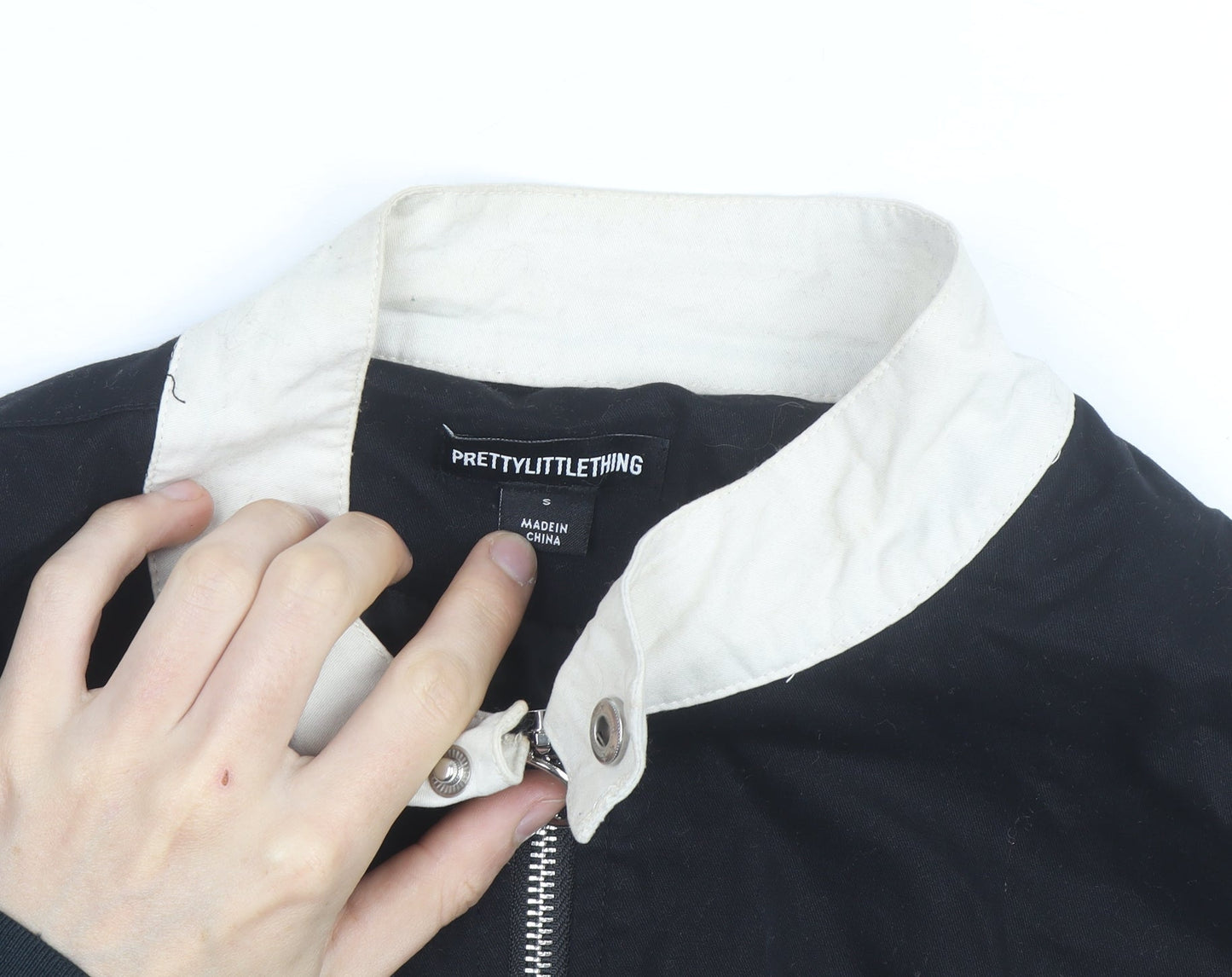 PrettyLittleThing Women’s Black Cropped Racer Bomber Jacket Size S
