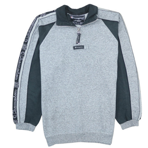 Additional front view of Champion boys’ grey 1/4 zip sweatshirt 13-14 years 164cm logo trim athletic top