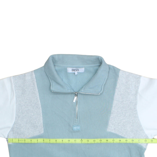 Diesel Men's Blue Colour Block Quarter Zip Sweatshirt L