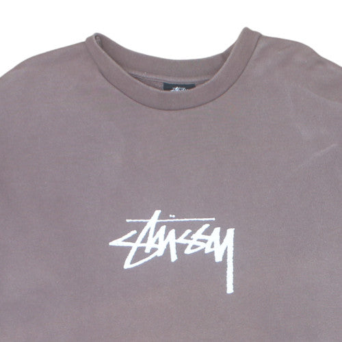 Stussy Mens Brown Logo Crew Neck Fleece Sweatshirt Small