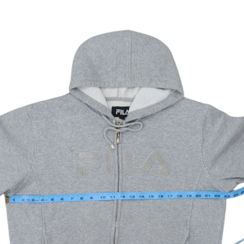 Fila Mens Grey Full Zip Hoodie L Logo Sports Cotton Blend Sweatshirt