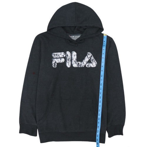 FILA Men's Black Pullover Hoodie M Fleece Graphic Logo Sweatshirt