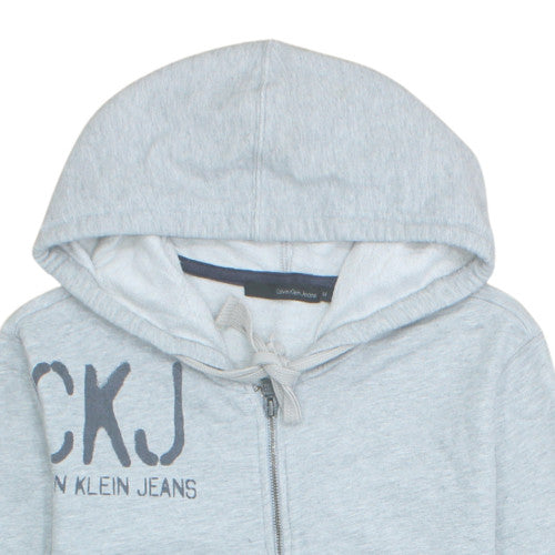 Calvin Klein Jeans Men's Grey Full Zip Hoodie Size M Logo Jersey
