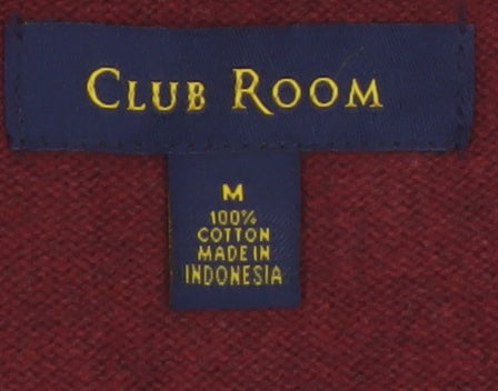 Club Room Men's Red Argyle Cotton Sleeveless V-Neck Sweater Vest M