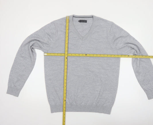 Casual Friday Men’s Grey XL V-Neck Wool Blend Jumper