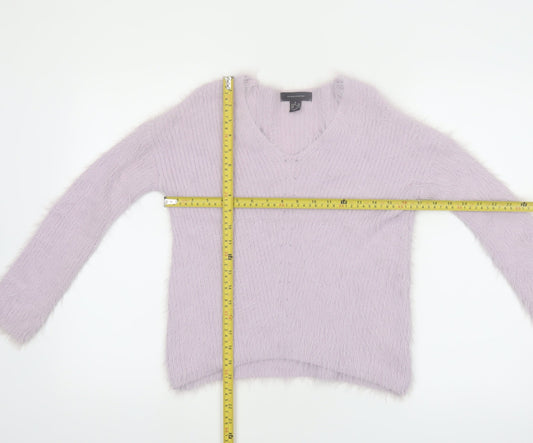 Atmosphere Women Lilac V-Neck Fluffy Knit Jumper Size S 6/8