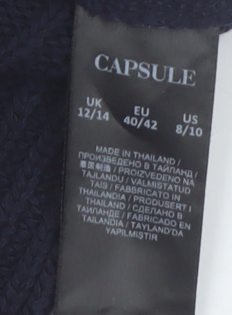Capsule Women's Black Ribbed Knit Relaxed Pullover Jumper Size 12