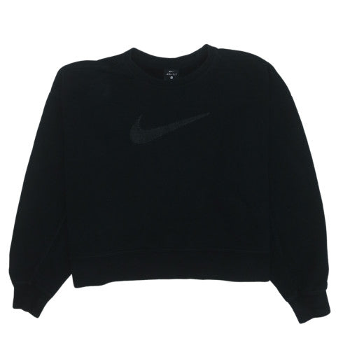 Nike Womens Black Dri-FIT Pullover Sweatshirt M Crew Neck Logo