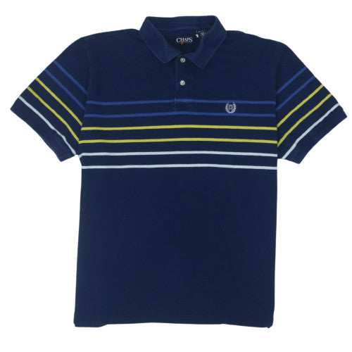 Chaps Men's Blue Striped Polo Shirt Size XL 100% Cotton Classic Fit