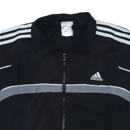 Adidas Men's Black Polyester Track Jacket Size M Full Zip Windbreaker