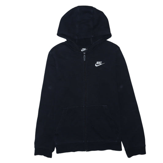 Nike Boys Black Full Zip Hoodie Size 158cm Fleece Zip Up Sweatshirt